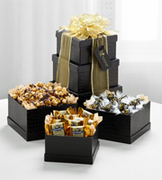 The FTD� Exclusive Ebony and Gold Tower of Goodies