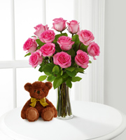 Pink Roses and Hugs with Vase
