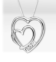 Created White Sapphire 3 Stone Sterling Silver Heart Pendant