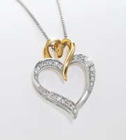 0.12 cttw Diamond Heart Sterling Silver Pendant with Gold Accent
