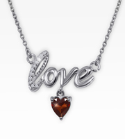 6mm Created Ruby & Diamond Accent Sterling Silver Love Necklace